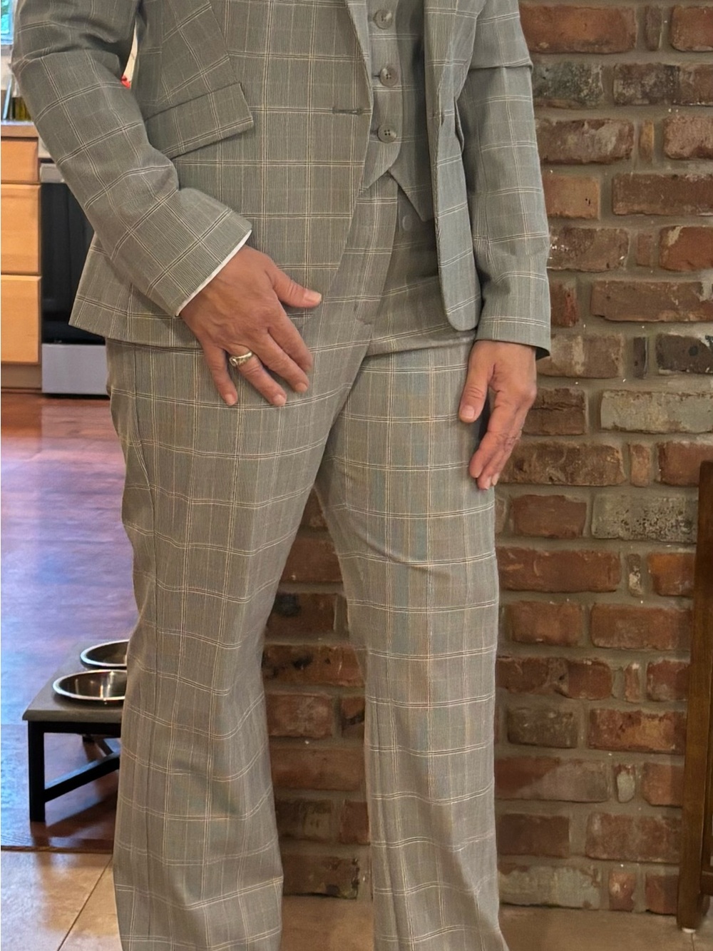 Express Light Gray Windowpane Blazer & Trousers